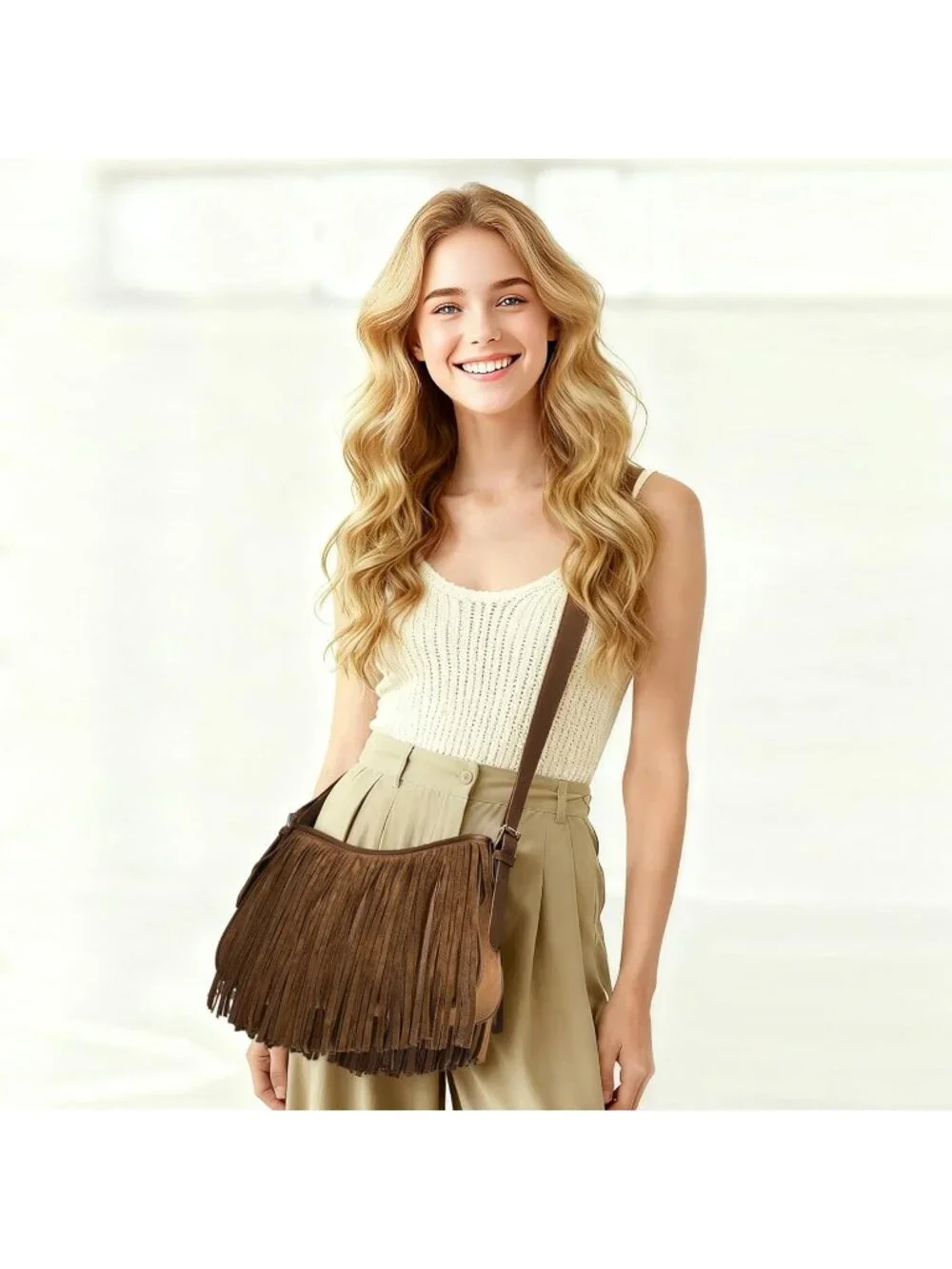 Women's Brown Imported Underarm Suede Western Classy Stylish Trendy Hobo Bag